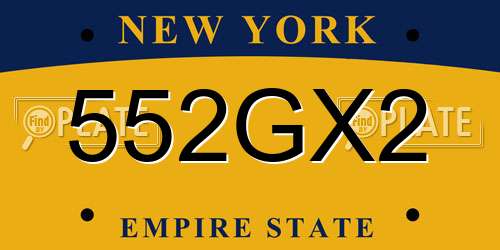 552GX2 New York License Plate