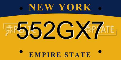 552GX7 New York License Plate