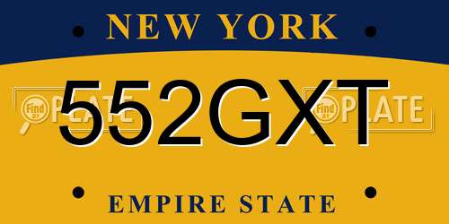 552GXT New York License Plate