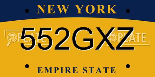552GXZ New York License Plate
