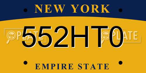 552HT0 New York License Plate