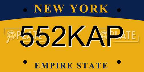 552KAP New York License Plate