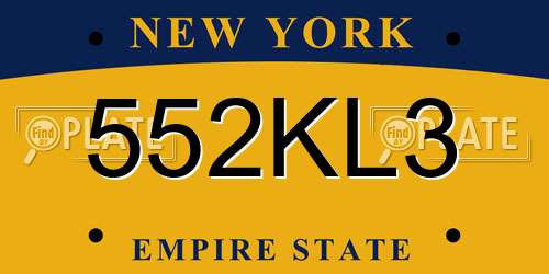 552KL3 New York License Plate