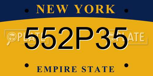 552P35 New York License Plate
