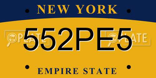 552PE5 New York License Plate