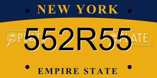 552R55 New York License Plate