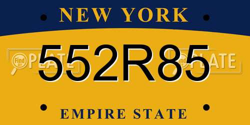552R85 New York License Plate