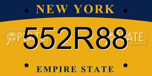 552R88 New York License Plate