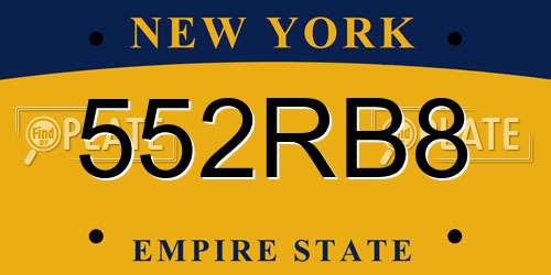 552RB8 New York License Plate