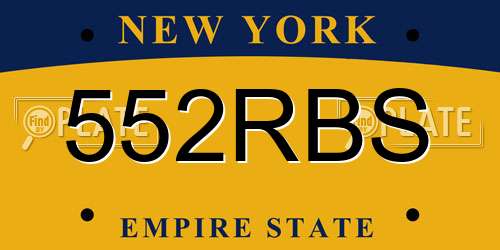 552RBS New York License Plate