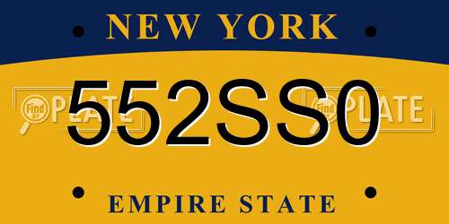 552SS0 New York License Plate