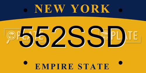552SSD New York License Plate