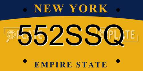 552SSQ New York License Plate