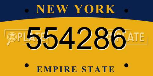 554286 New York License Plate