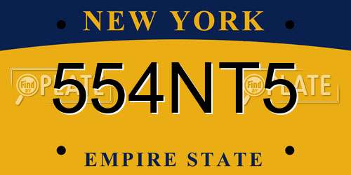 554NT5 New York License Plate