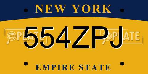 554ZPJ New York License Plate