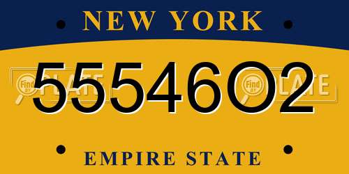55546O2 New York License Plate