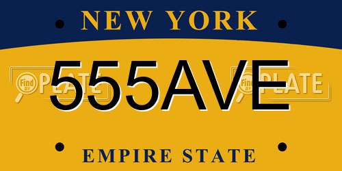 555AVE New York License Plate