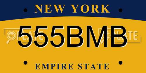 555BMB New York License Plate