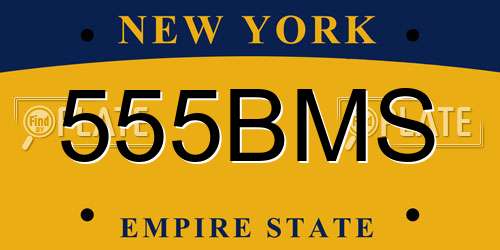 555BMS New York License Plate