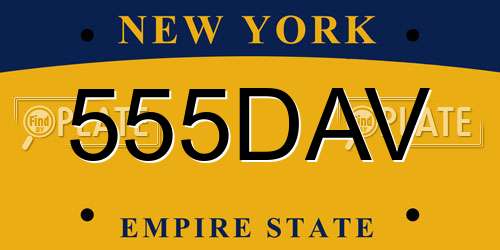 555DAV New York License Plate