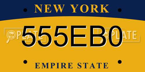 555EB0 New York License Plate