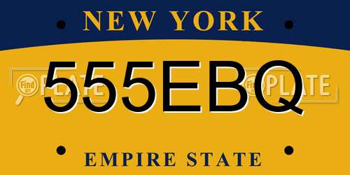 555EBQ New York License Plate
