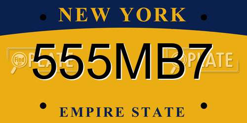 555MB7 New York License Plate