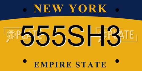 555SH3 New York License Plate