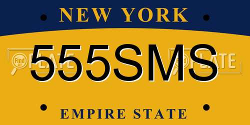 555SMS New York License Plate