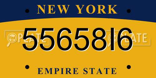 55658I6 New York License Plate