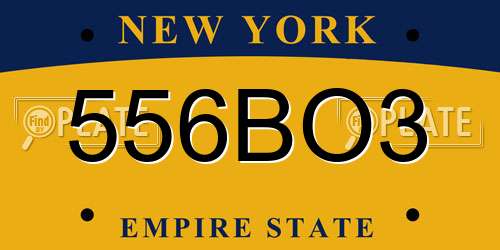 556BO3 New York License Plate