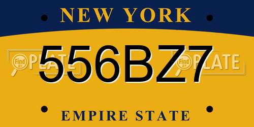 556BZ7 New York License Plate