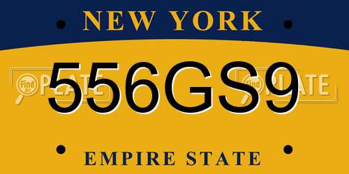 556GS9 New York License Plate