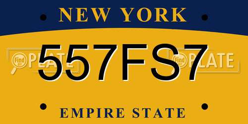 557FS7 New York License Plate