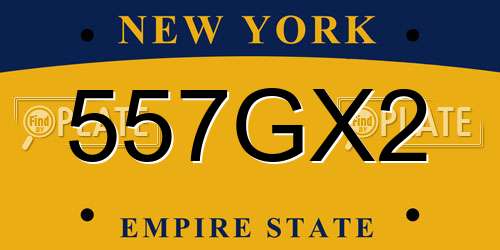557GX2 New York License Plate