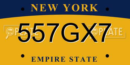 557GX7 New York License Plate