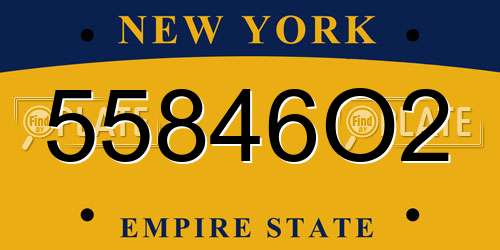 55846O2 New York License Plate