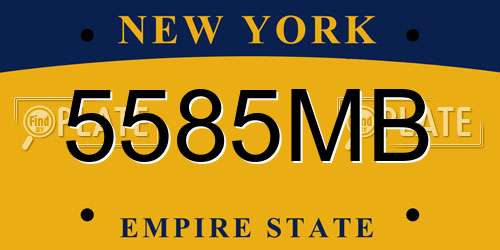 5585MB New York License Plate