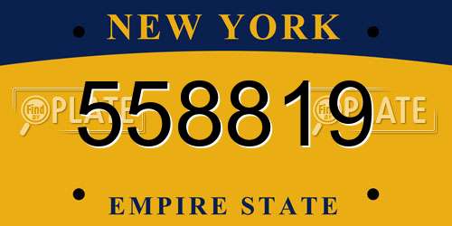 558819 New York License Plate