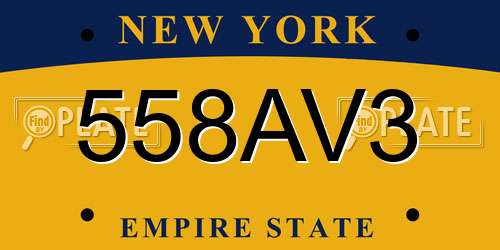 558AV3 New York License Plate