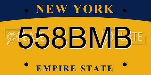558BMB New York License Plate