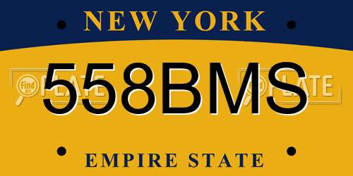 558BMS New York License Plate