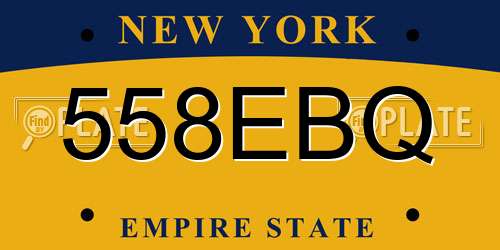 558EBQ New York License Plate