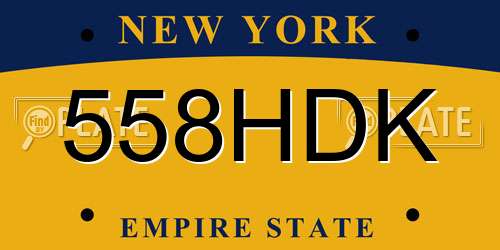 558HDK New York License Plate