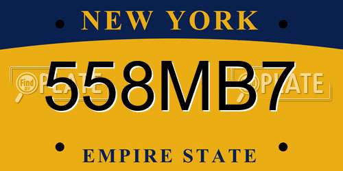 558MB7 New York License Plate