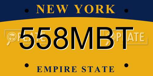 558MBT New York License Plate