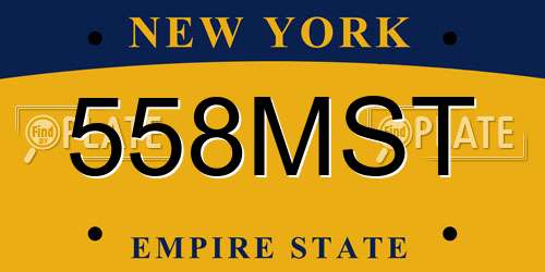 558MST New York License Plate