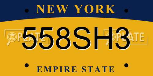 558SH3 New York License Plate