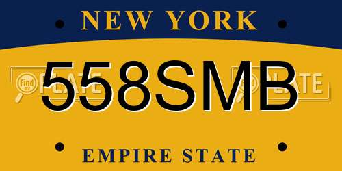 558SMB New York License Plate